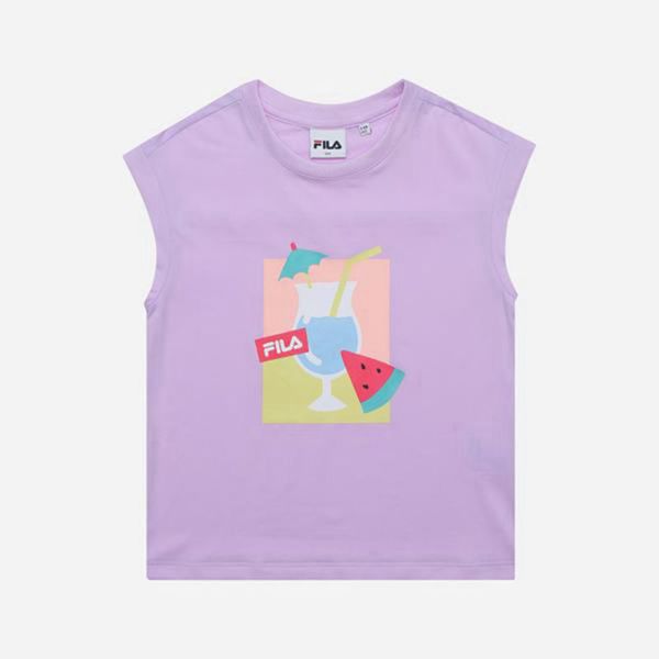 Camisetas Manga Corta Fila Niñas Moradas - Juicy Cap Sleeveless - España 326879QBO